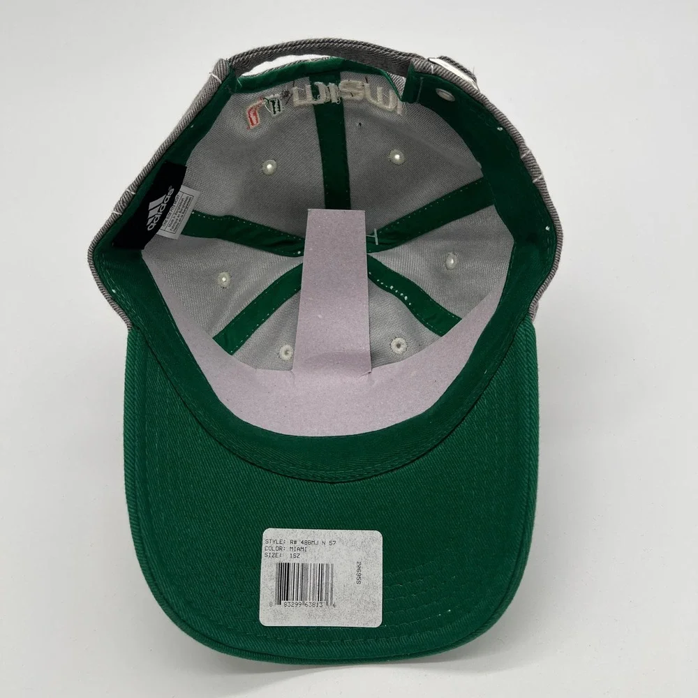 Adidas Miami Hurricanes Youth Hat Cap‎ Gray Green Orange Embroidered
